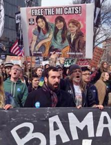 Environmental protesters in Washington, D.C., demand justice for the Enbridge 3